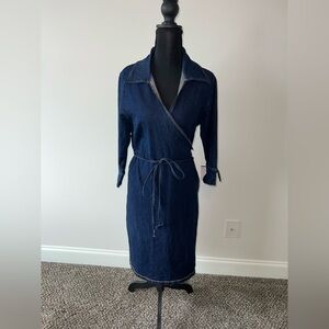 Vintage Chesley Dark Blue Denim Wrap Dress Size XL